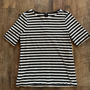Women's Ann Taylor LOFT Black White Striped Short Sleeve Tee S